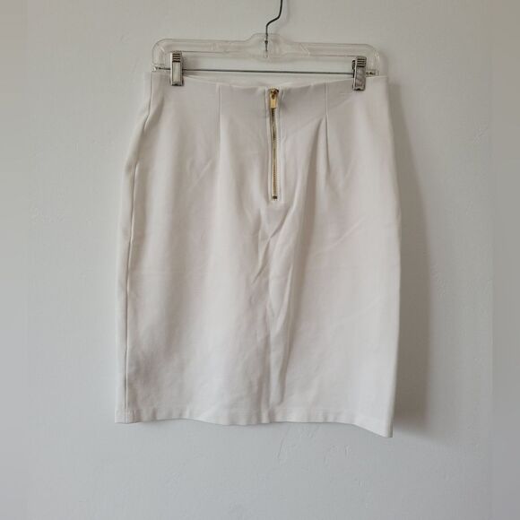 Tahari White Pencil Skirt Stretchy Office Career Preppy Old Money School Size 8 - Picture 4 of 6